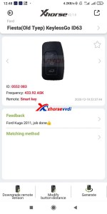 Fiesta (Old Type) KeylessGo ID63 remote